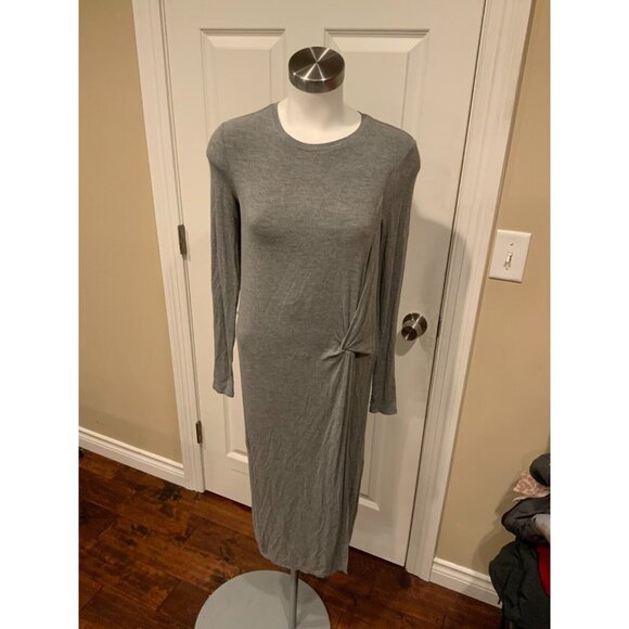 BCBG Max Azria Gray Long Sleeve Twisted Front Wrap T-Shirt Dress, Size XS - Picture 1 of 7